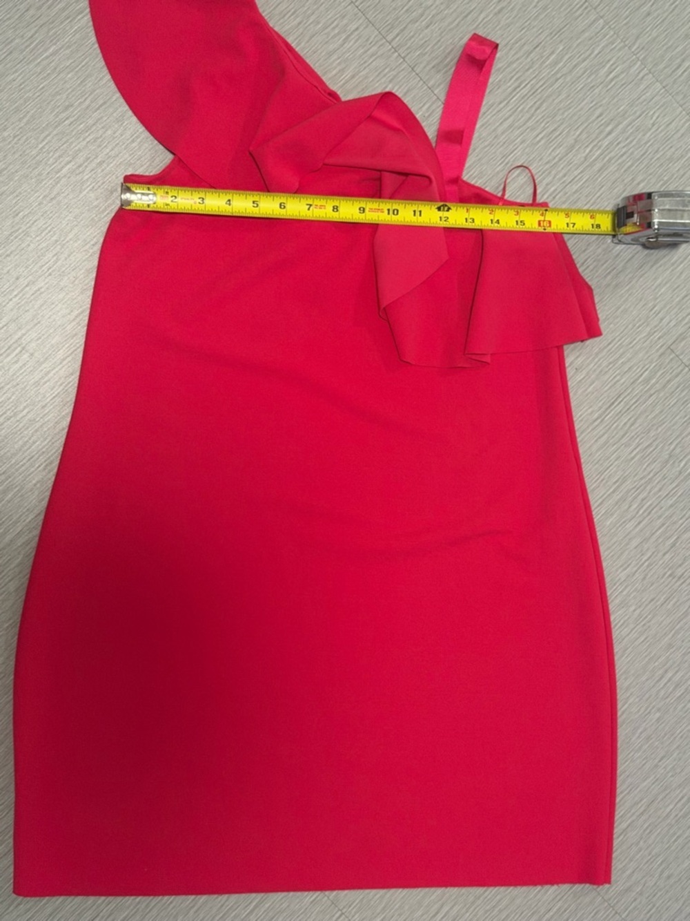 ZARA Fuchsia Large One Shoulder Ruffle Dress Bright Pink Asymmetrical - Picture 2 of 8